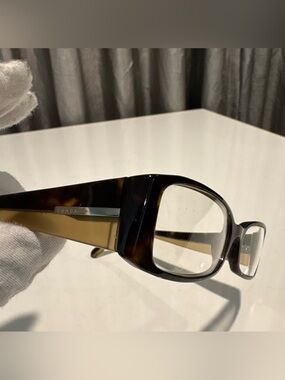 Prada Tortoiseshell Acetate Rectangular Glasses - Brown/Black